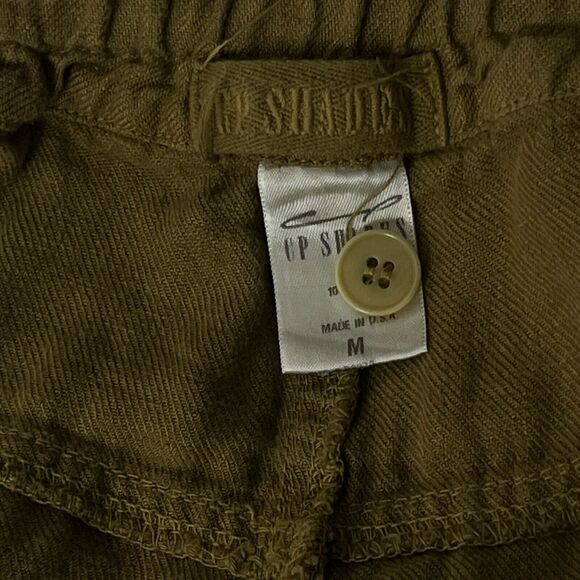 CP Shades Pants High Waist Wide Leg Capri Drawstring Brown 100% Linen Medium USA - Picture 5 of 6